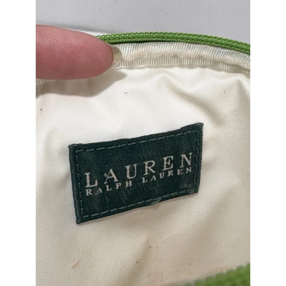 Lauren Ralph Lauren Zippered Makeup Bag Cosmetic Clutch Green Yellow Striped